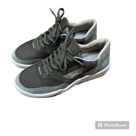 EUC SAYE Modelo 95 Terra - Suede Leather Green Sneakers Size 10 - Picture 2 of 10